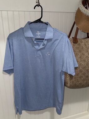 Rhoback Light Blue Micro-Stripe Performance Polo